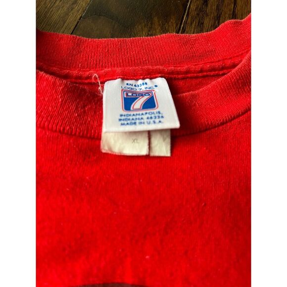 Vintage Logo 7 Chicago Bulls T-shirt Red Sz XL Single Stitch Rare Check Photos - Picture 7 of 10